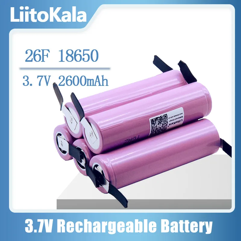 LiitoKala 18650 2600mAh akumulator akumulator ICR18650-26FM 20A rozładowanie akumulator litowo-jonowy 15A bateria ogniwowa + DIY nikiel