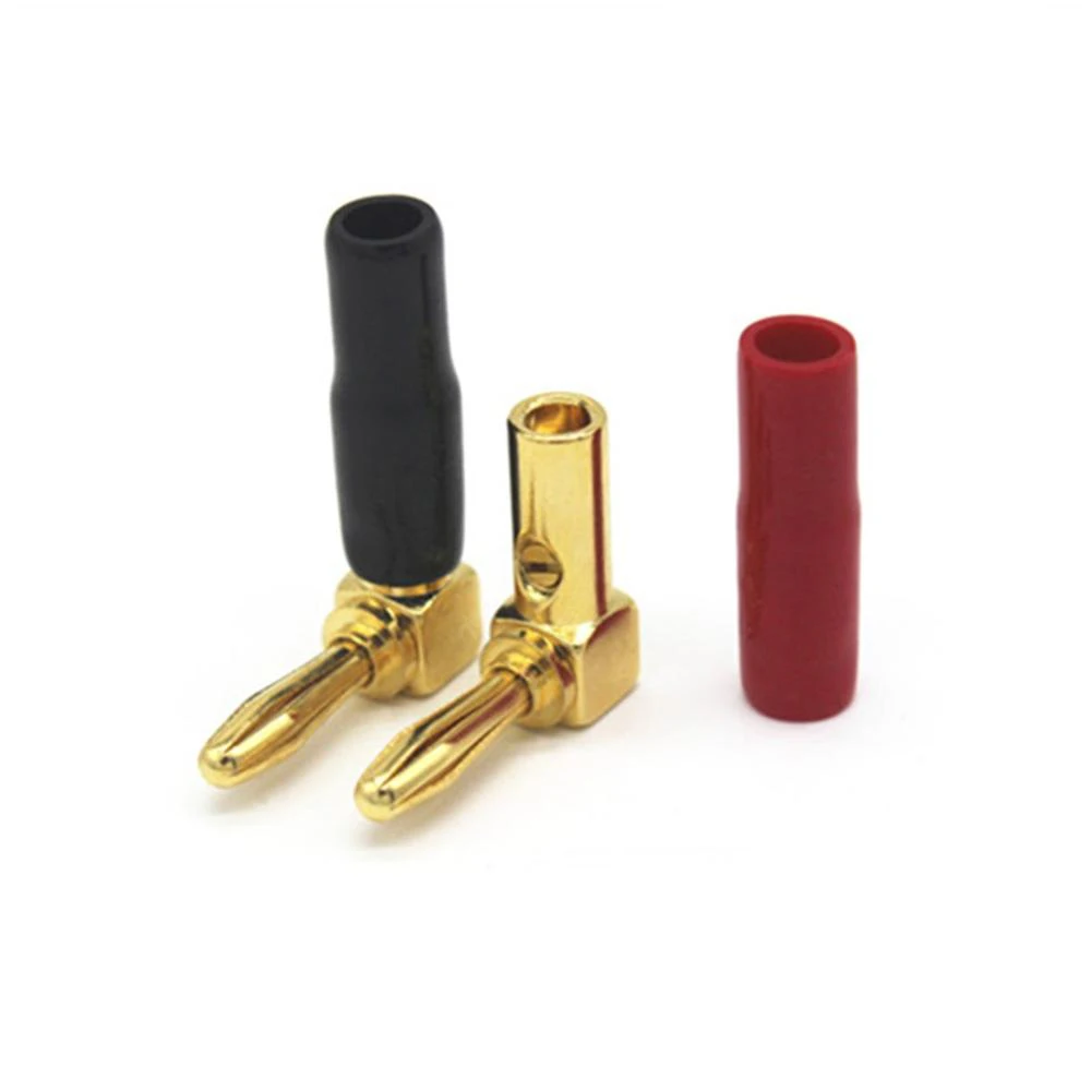 8 قطعة الزاوية اليمنى 90 درجة L نوع النحاس 4 مللي متر التوصيل مطلية بالذهب الموسيقية المتكلم سلك كابل دبوس معزول الموز موصل قابس