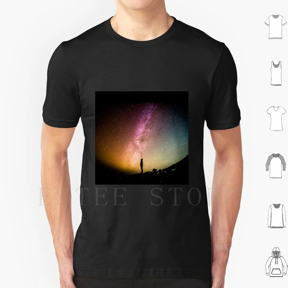 Stargazing Into The Prism Sky T Shirt DIY Big Size 100% Cotton Space Cosmos Macrocosm Star Star Binary Star Cluster Cluster