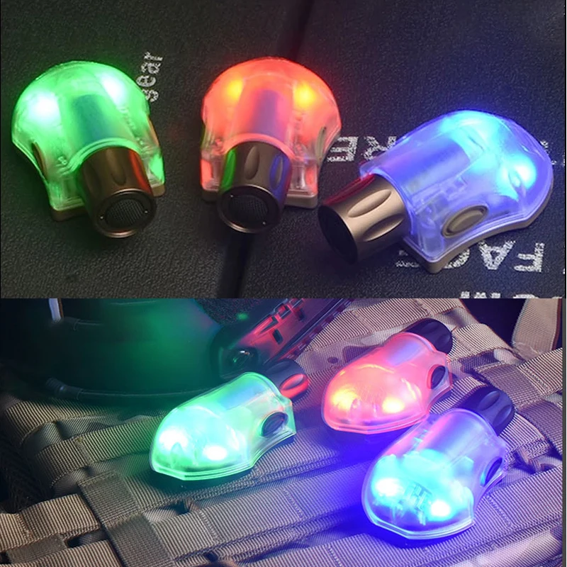 Element Helmet Signal Light LED Lamp Red Green Strobe Light Tactical Helmet Survival Lamps with Magic Tape Waterproof