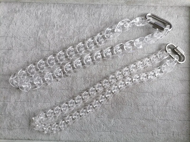 FishSheep Clear Acrylic Chain Necklace for Men Women Rock Punk Resin Transparent Cuban Choker Padlock Necklace 2025 y2k Jewelry