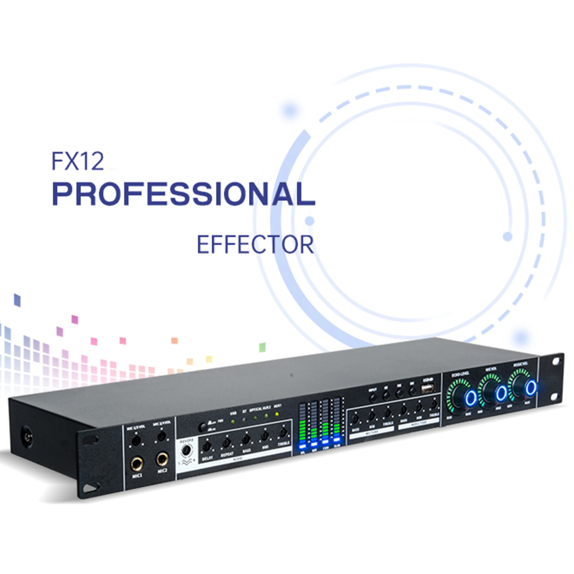 Paulkitson FX12 Karaoke Pre-Effects KTV Professional Digital Audio Echo Effect Processor DSP Audio Processor  With Bluetooth USB