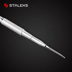 1pc STALEKS Stainless Steel PE-60-4 Nail Cuticle Pusher Elbow And Straight Double Head Nail Stitch Push Pedicure Nail Art Tools