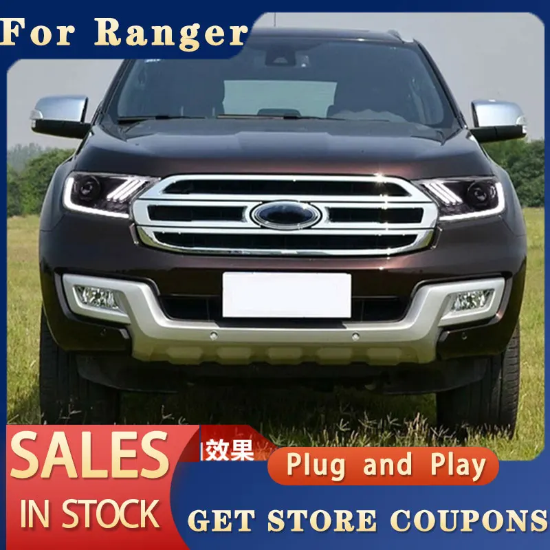 For Ford Ranger Everest Endeavour 2016-2021 LED Head lights DRL Fog Lamp Turn Signal Light Low & High Beam Lens