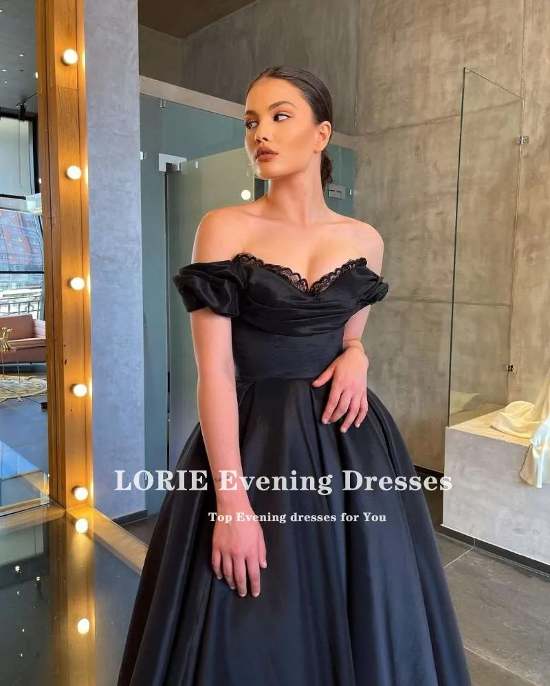 Lorie-黒のサテンの夜会服,裸の肩,夜会服,ヴィンテージ,電車,お茶の長さ,2021