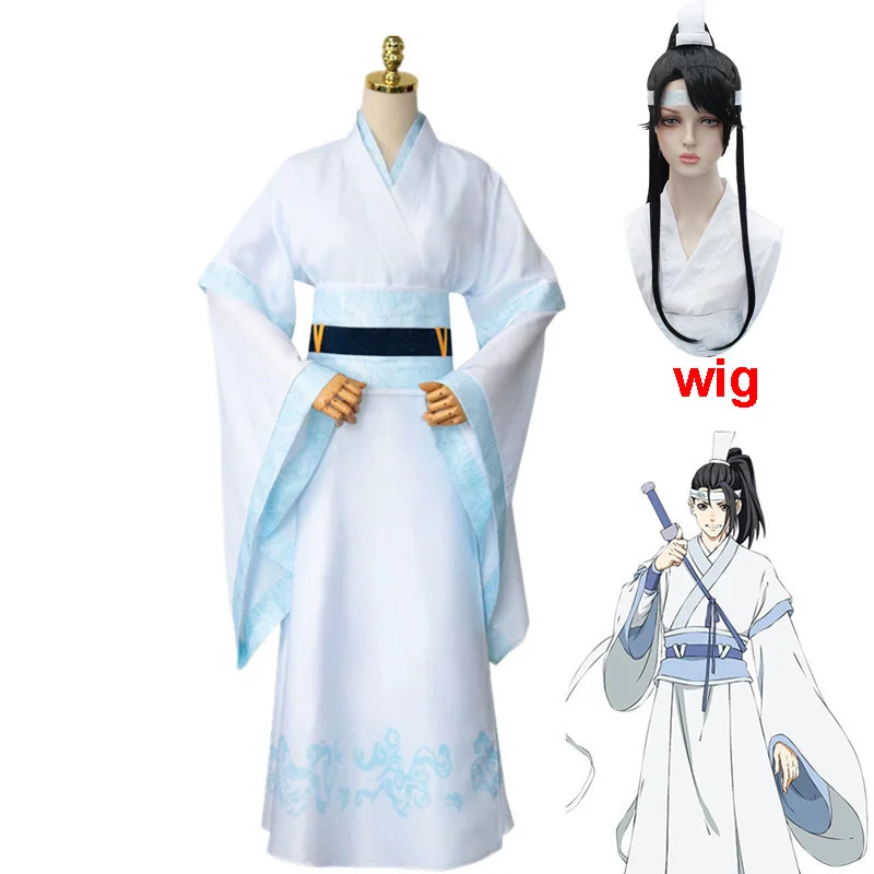 Mo Dao Zu Shi Lan Sizhui Lan Jingyi Cosplay Costume Grandmaster of Demonic Cultivation Men Hanfu Shoes Wig Halloween Costume