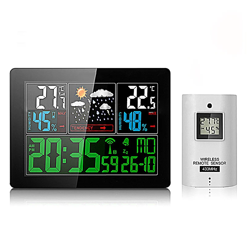 

Weather forecast clock color screen hygrometer meteorological station wireless receiving humidity meteorological instrument