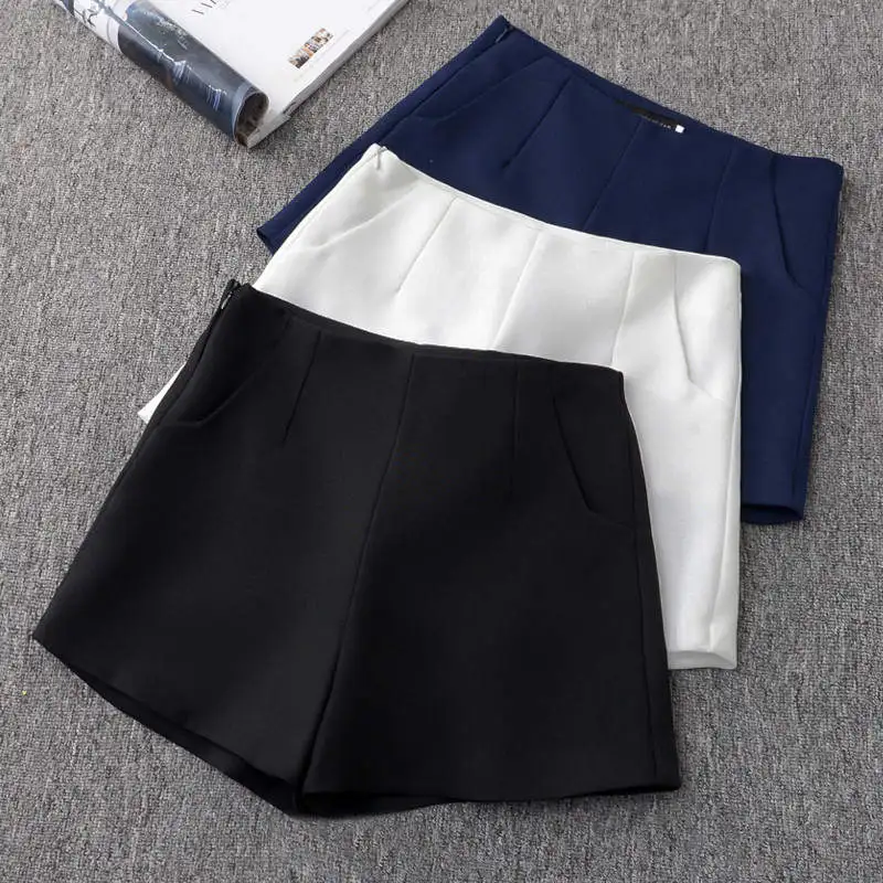 

Summer Shorts For Women Thin Pink Black White Elegant High Waist Suit Shorts Women Bottoming Loose Wide Leg Casual Shorts C7284