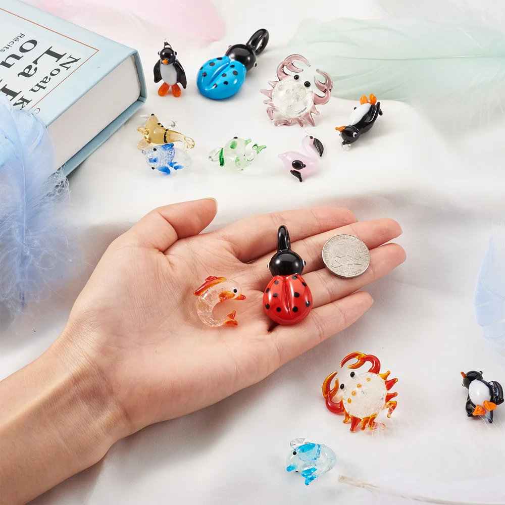 5pcs Handmade Lampwork Mixed Animals Charms Pendants For DIY Handmade Jewelry Making Necklace Bracelet Decor Accessories