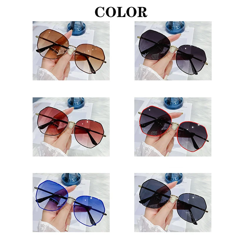 RUOBO Brand Fashion Design Gradient Polarized Sunglasses For Women Men Polygon Metal Frame Sun Glasses UV400 Vintage Eyewear