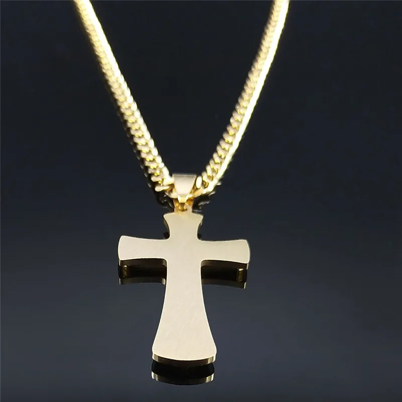 2024 Mode Edelstahl Kreuz Choker Halskette für Frauen/Männer Gold Farbe Halskette Anhänger Schmuck Kragen cruz n3447s05