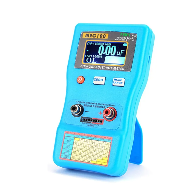 MEC-100 Capacitor Automatic Range Capacitance ESR Meter Tester w/ Kelvin Clip