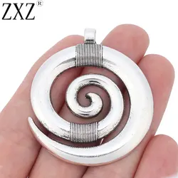 ZXZ 5 sztuk antyczne srebro/złoty kolor duża spirala Swirl Design Charms wisiorki na naszyjnik tworzenia biżuterii ustalenia 52x45mm