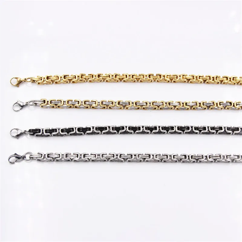 Width 5MM stainless steel black gold color imperial chain bracelet fashion hip-hop rock men titanium steel Link bracelet