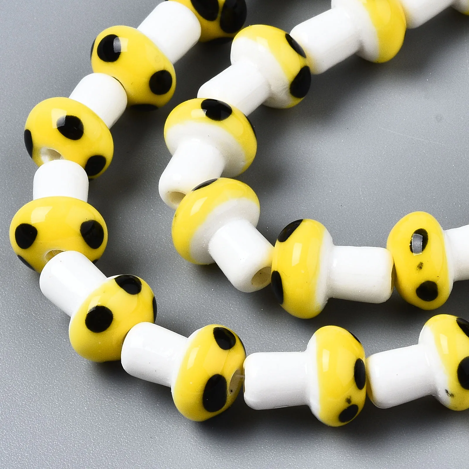 2 Strands Mushroom Handmade Porcelain Ceramic Beads Mixed Color Charms for Trendy Jewelry DIY Bracelet Earrings Making Findings