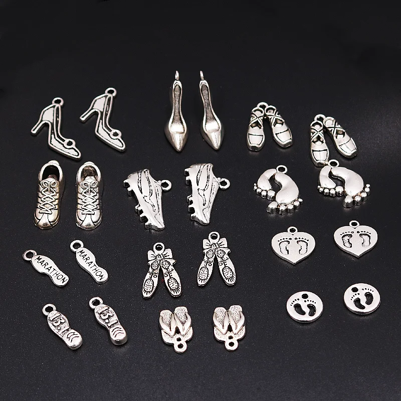 1pack Mixed Cute Shoes Footprint Pendant Hip Hop Earrings Bracelet Accessories DIY Charms For Jewelry Crafts Making p89