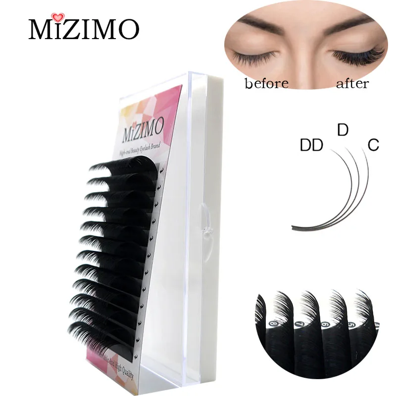 Mizimo Black Eyelashes 0.05/0.07/0.1 /0.15/0.18/0.20/0.25 C D  8-25mm Grafting Eyelash Personalized Eyelashes Lengthened