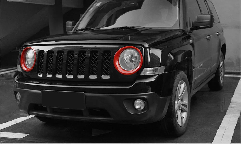 Sansour Lamp Hoods ABS Car Front Head Light Lamp Decoration Cover Trim Stickers For Jeep Patriot 2011-2016 Exterior Accessories