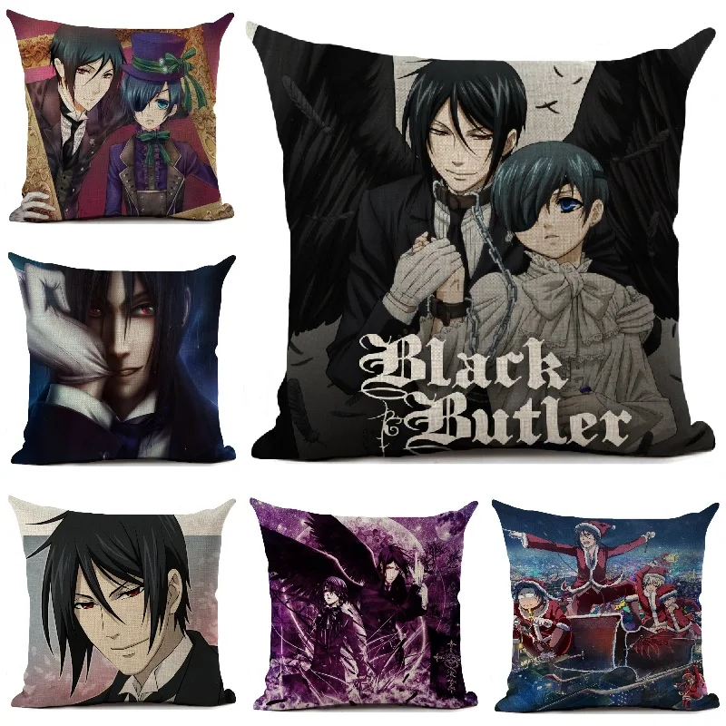 Black Butler Cushion Cover Cartoon Anime Pillow Cover Living Room Sofa Car Decor Throw Pillows Home Decoration Pillowcase