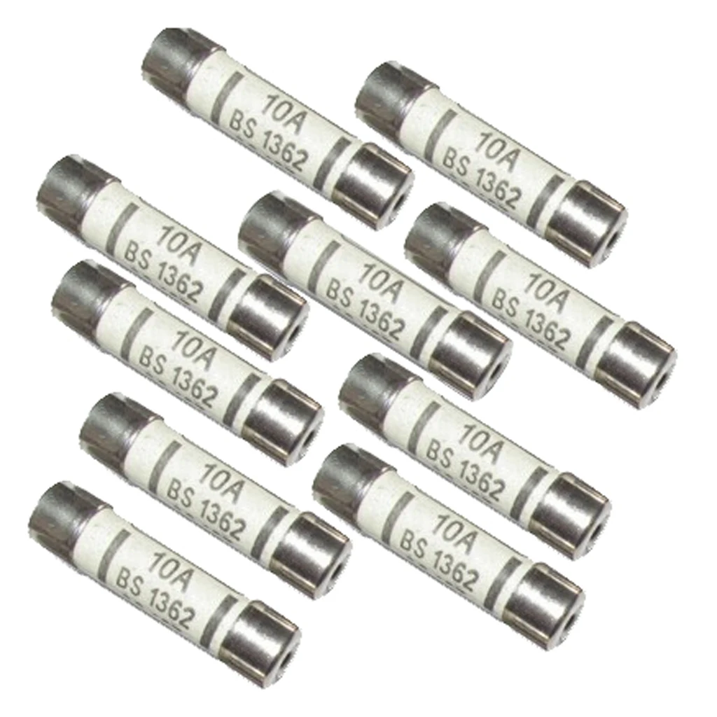 10x Fuse Ceramic Fuse Tube BS1362 10A 6x25mm For Multimeter Instrument