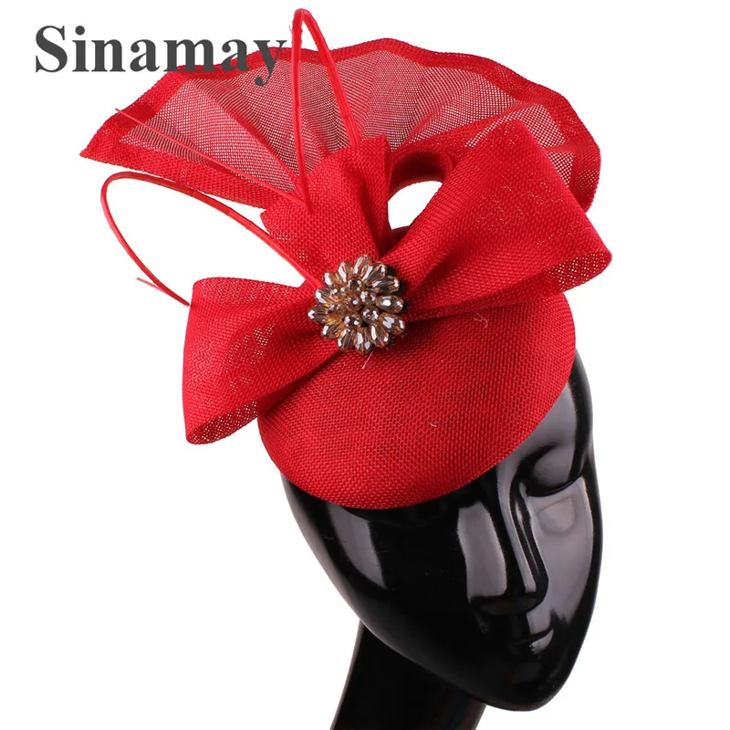 Nice Flower Fascinator Hats Fashion Bow Party Chapeau Cap Bride Women Wedding Chic Headwear With Hair Band Gril Hair Accessories