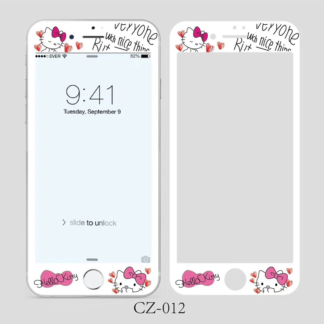 Cute Hello Kitty Cat Pattern Tempered Glass 3D Soft Edge Screen Protector For iPhone 6 6S 7 8 Plus 9H Protective Film Pink Girl