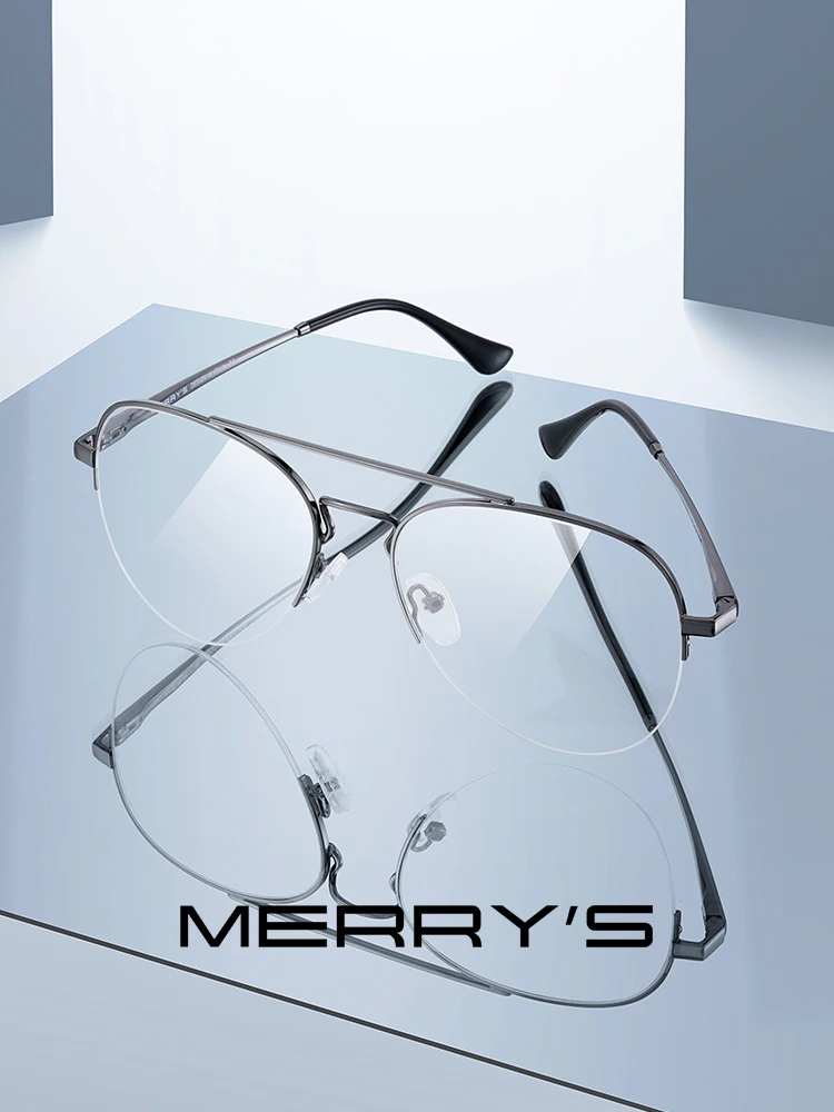 MERRYS DESIGN mężczyźni klasyczny Pilot pół okulary rama kobiety moda krótkowzroczność okulary na receptę ramki okulary optyczne S2412 — zdjęcie 2