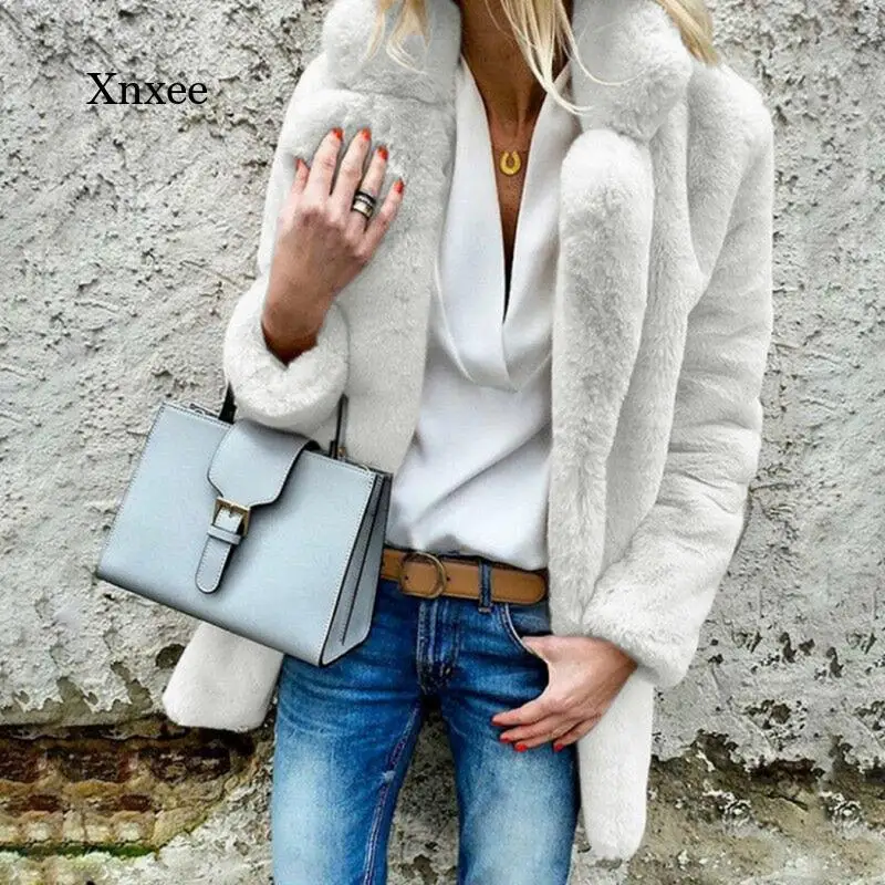 Autumn and Winter Women's Faux Fur Coat Fluffy Warmth Plush Teddy Jacket Fashion Long-Sleeved Lapel Fur Ladies Jacket