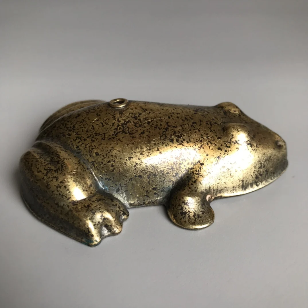 Old pure copper frog water drop ink box ornaments qingming water drop incense insert