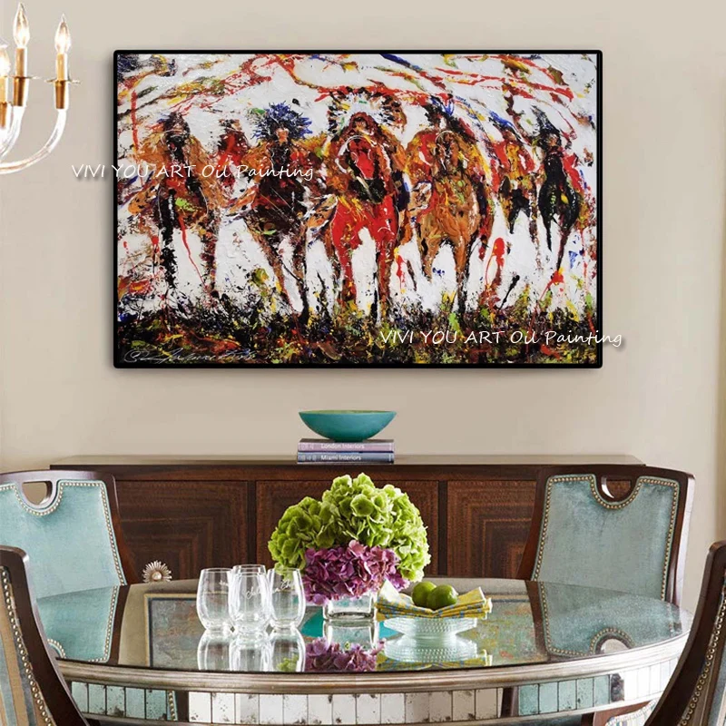 High Quality Hand-painted Abstract  battle steed Oil Painting On Canvas Beautiful Horse Painting For Living Room Gifts