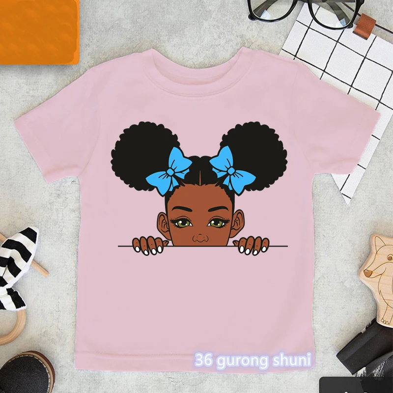 T-shirt for girls African melanin black girls Queen graphic print pink tshirt summer fashion black girls t shirts tops wholesale