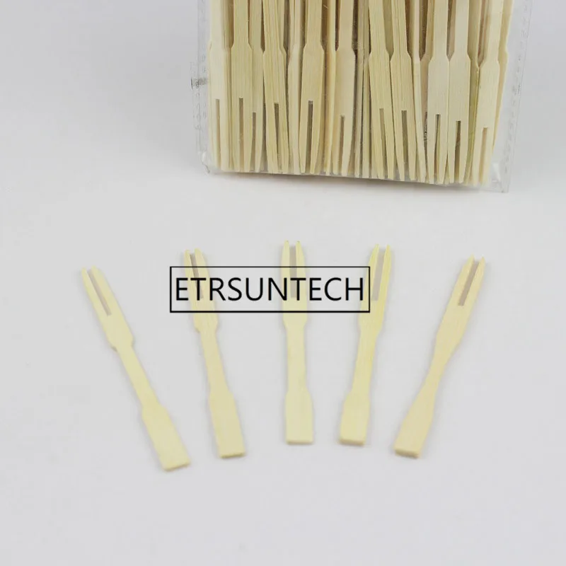 100sets Bamboo Fruit Forks 9cm Length Cocktail Fruit Picks Skewers Sticks Party Dessert Utensil Disposable Forks