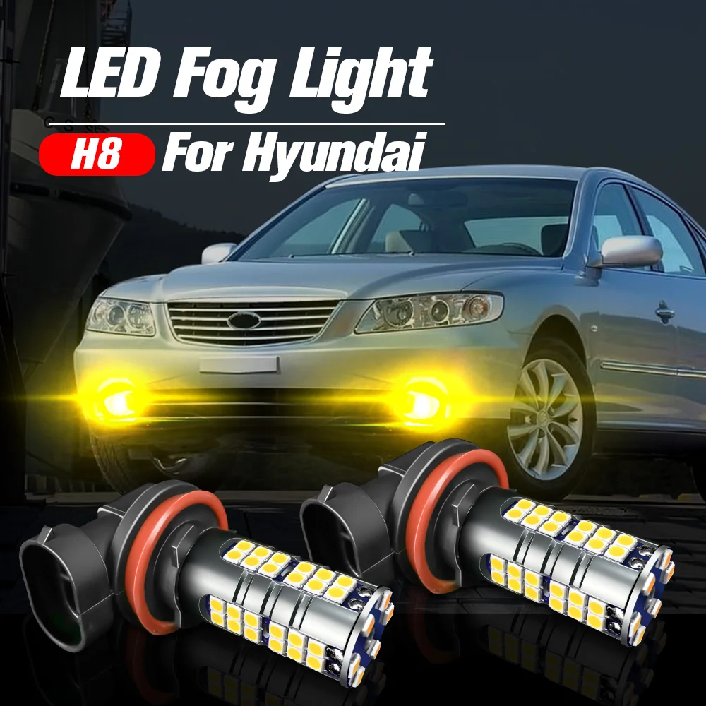 2pcs LED Fog Light Blub H8 Lamp Canbus For Hyundai Sonata Santa Fe Tucson 2016-2018 Azera Genesis Coupe Equus Kona 2018-2019