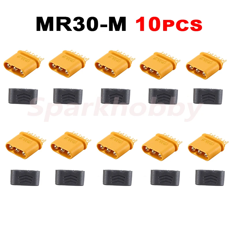 10PCS/5Pairs Amass MR30 Male Female Connector plug with sheath High current three-pin straight head connector for RC drones ACCS