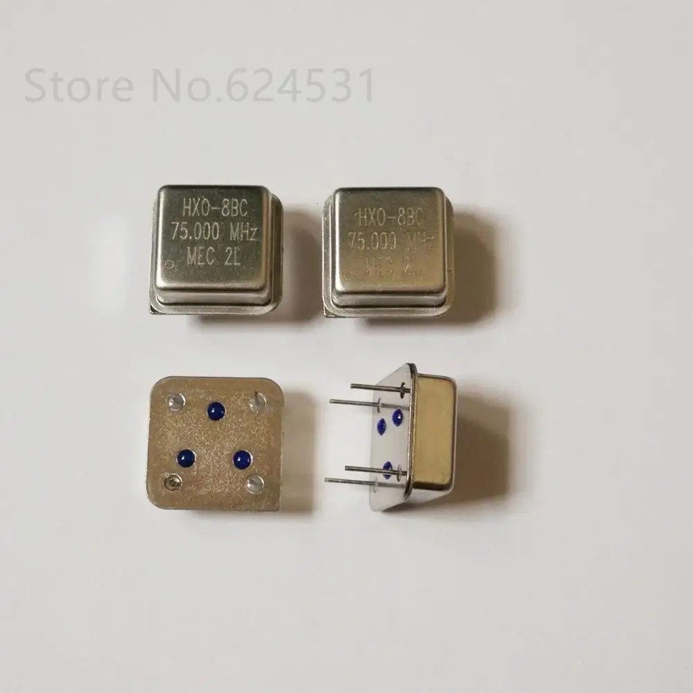 5pcs In-line active crystal oscillator clock square half size DIP-4 OSC 75M 75MHZ 75.000MHZ