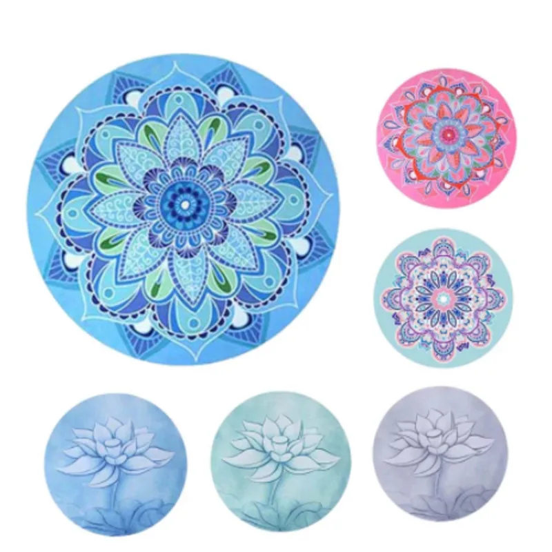 

Meditation Round Yoga Mat Printed 1mm Sude Natural Rubber Ultralight Portable Foldable Non-slip Fitness Gym Pilates Yoga Blanket