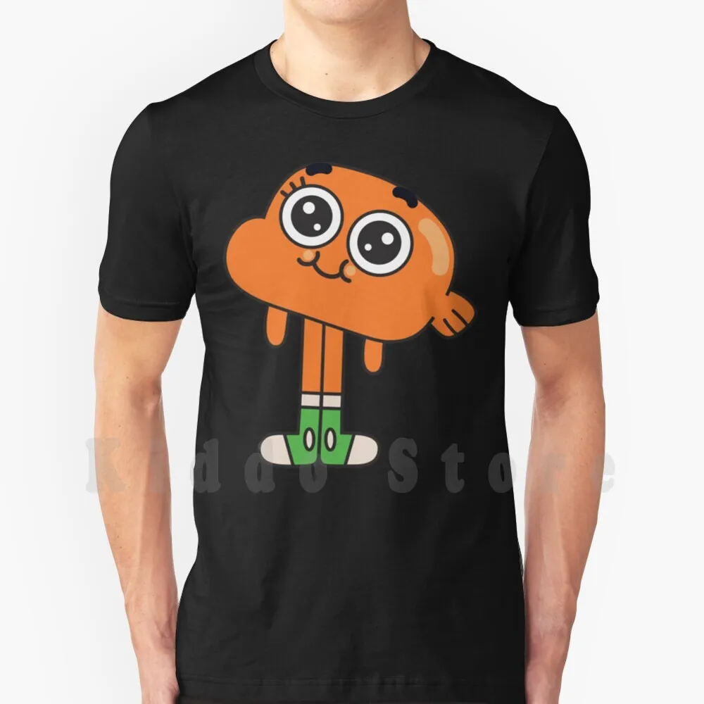 Darwin T Shirt Print For Men Cotton New Cool Tee Darwin Watterson Darwin Gumball The Cartoon Boy Teenager Schoolboy Cute Kawaii