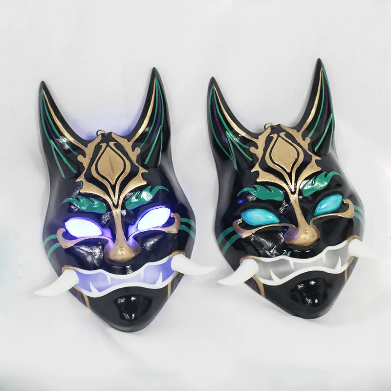 

Halloween Luminous Adult Props Game Genshin Impact Cosplay Accessories Yasha XIAO 25CM Glowing Mask Anime Resin Gift Kids Toys