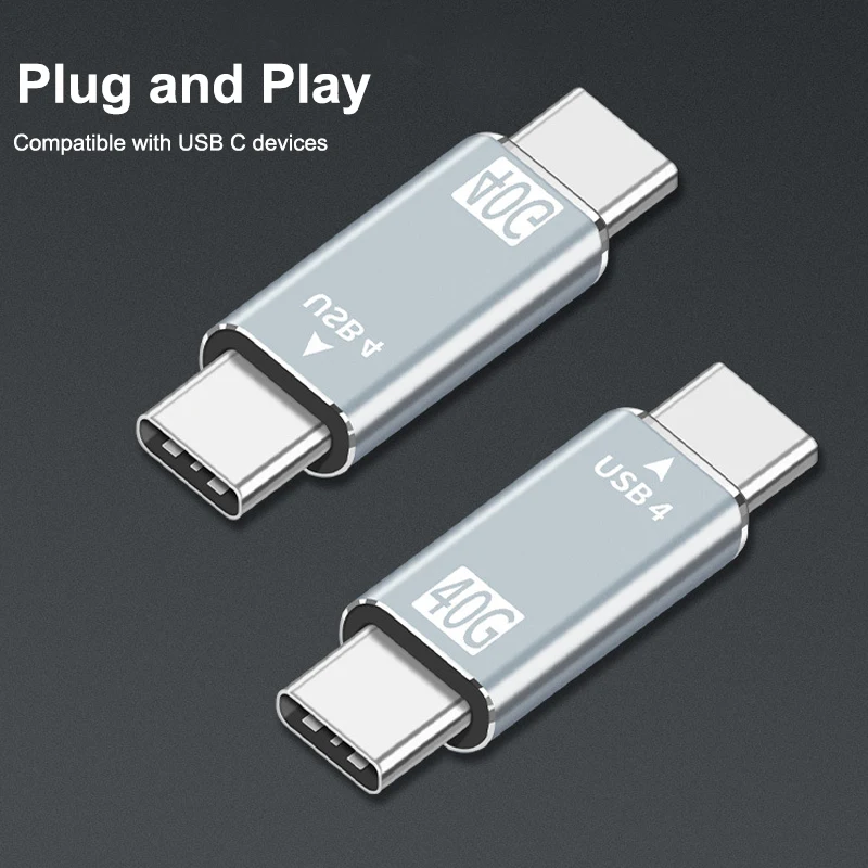 Type-C USB4 40Gbps Adapter USB-C Male Data Sync Converter Extension Cable for Macbook Pro Air Dell Compatible with Thunderbolt 3