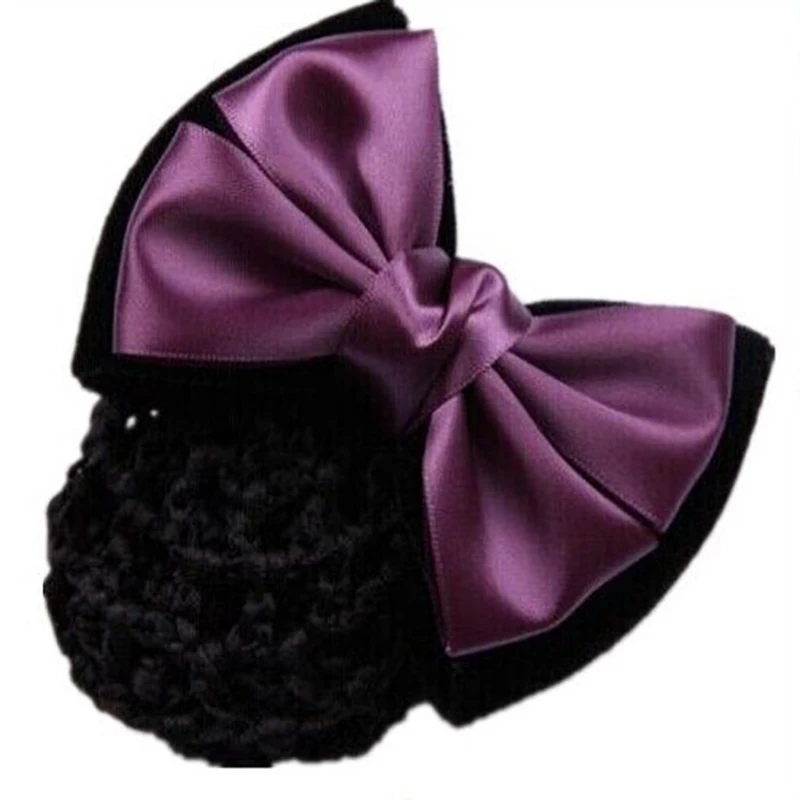 Women'S Professional Head Flower Net Pockets Many Color Styles White-Collar Professional Handmade Ribbon Bow Hair Accessories