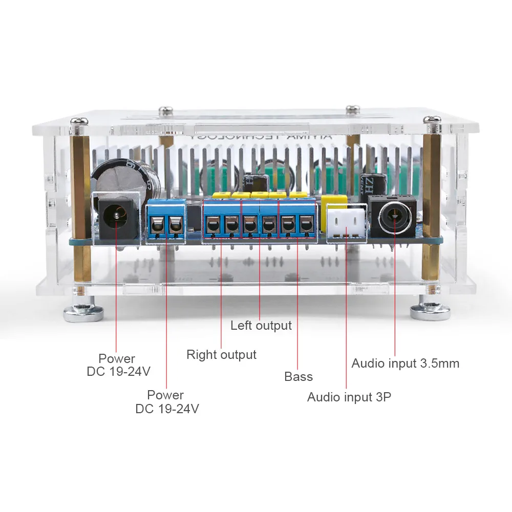 AIYIMA TPA3116 50W * 2 + 100W cyfrowy wzmacniacz mocy Bluetooth zmontowana płyta TPA3116D2 HIFI 2.1 Subwoofer płyta basowa z etui