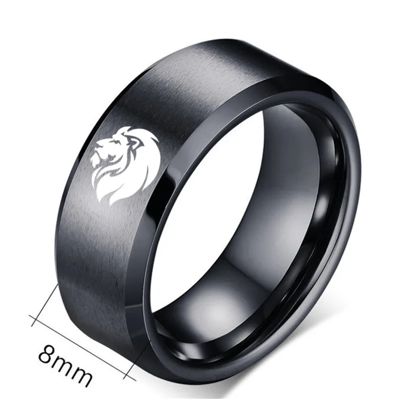 51JEWELRY 8MM Lion Titanium Ring for Men and Women