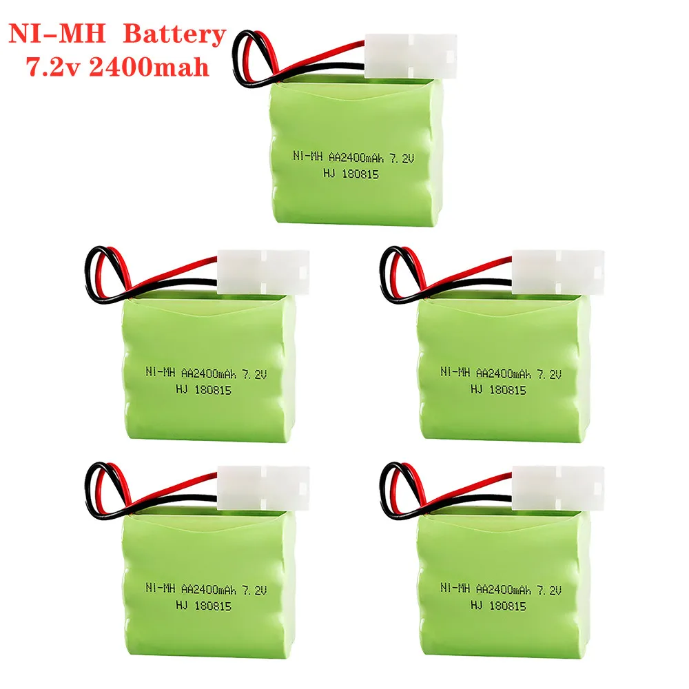 1-5PCS/Lot AA 7.2v 2400mah Rechargeable Ni-MH Battery Pack + 7.2v Charger For Rc toy Car Boat Gun Train Battery Airplane Boat