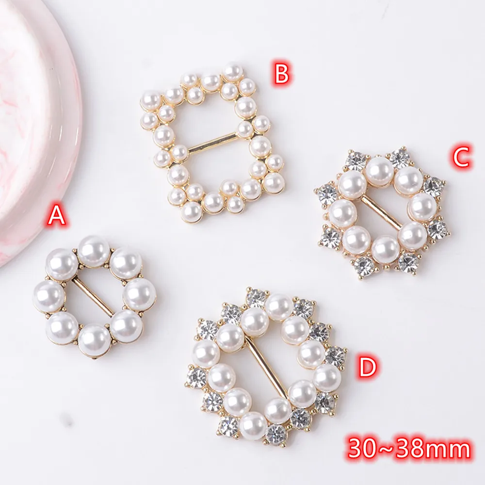 Button Pearl Rhinestone Silver Alloy Buttons 10pcs Cluster Fower Clasps Diy Flatback Embellishments Dress Decoration Accessories