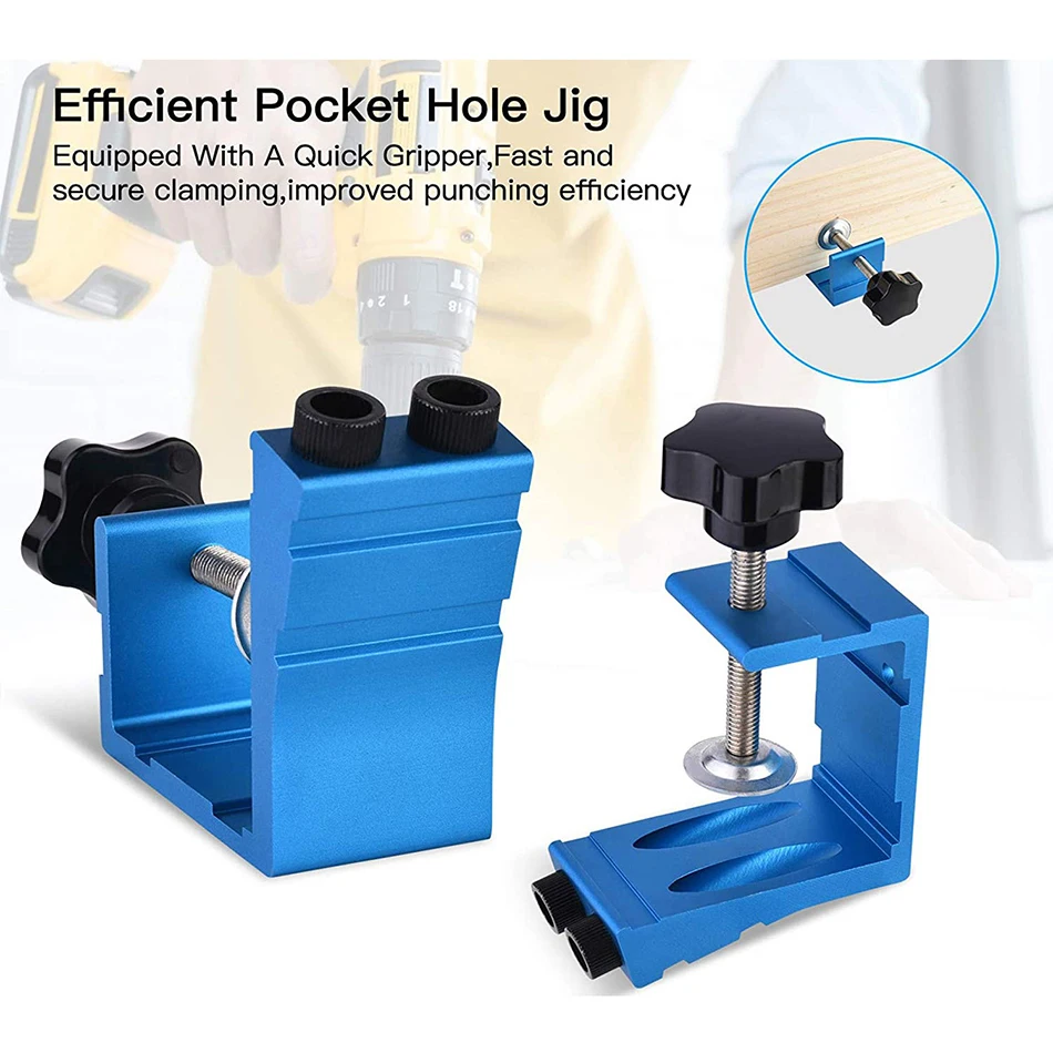 GanWei Pocket Hole Jig Drill Guide Kit dispositivo di perforazione del foro inclinato lavorazione del legno strumento di localizzazione del pozzo regolabile Set di carpenteria