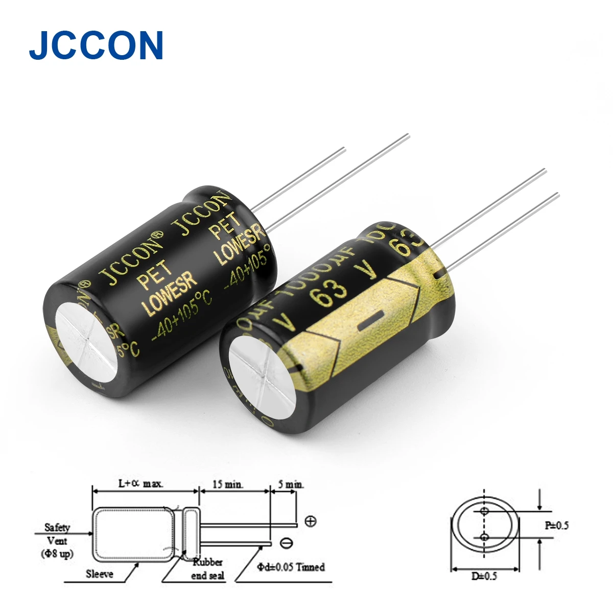 10Pcs JCCON Aluminum Electrolytic Capacitor 63V1000UF 16x25 High Frequency Low ESR Low Resistance Capacitors 1000UF