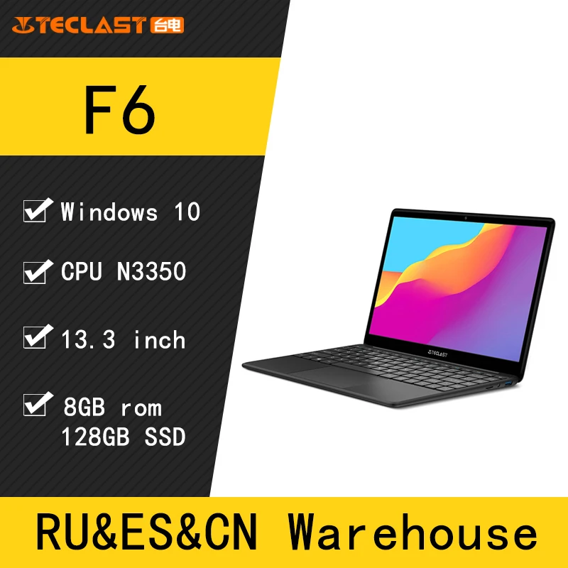 لابتوب تيكلاست F6 انتل جيميني ليك N3350 8GB RAM 128GB SSD Windows10 13.3 "كمبيوتر محمول مصغر-HDMI