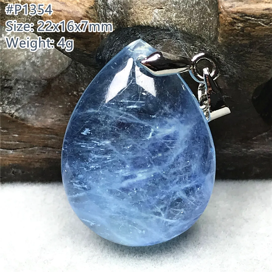 Natural Ocean Blue Aquamarine Stone Necklace Pendent For Woman Lady Man Healing Love Gift Crystal Silver Beads Jewelry AAAAA