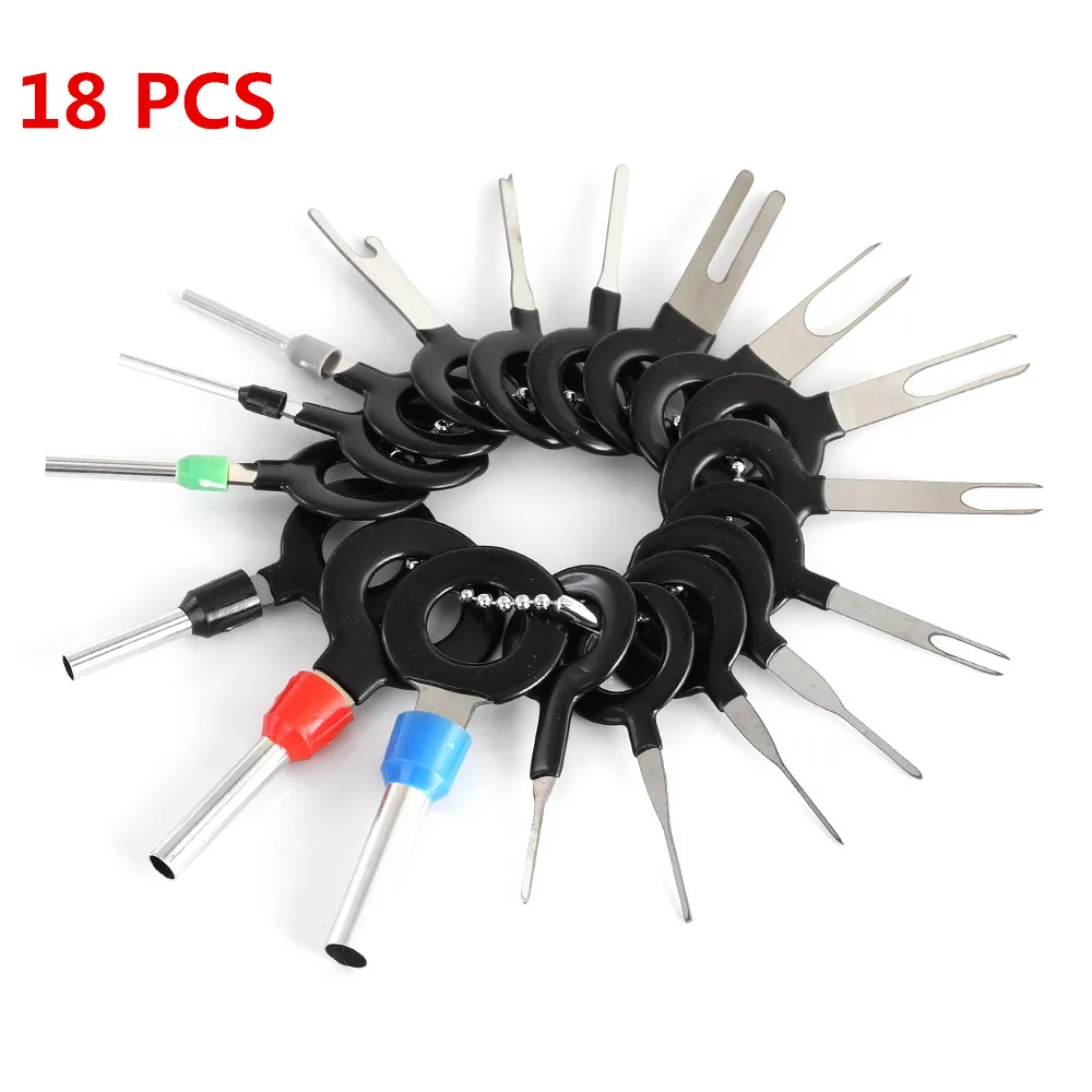 New!18 pcs Auto Car Plug Circuit Board Wire Harness Terminal Extraction Pick Connector Crimp Pin Back Needle Remove Tool Set