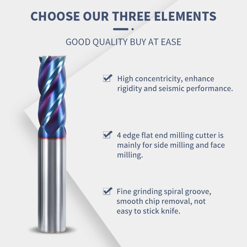 4 Flute 1Mm-12Mm HRC65 Carbide End Mills, End Mills, Alloy Tungsten Steel End Mills, End Mills, CNC Machine Tools, End Mills